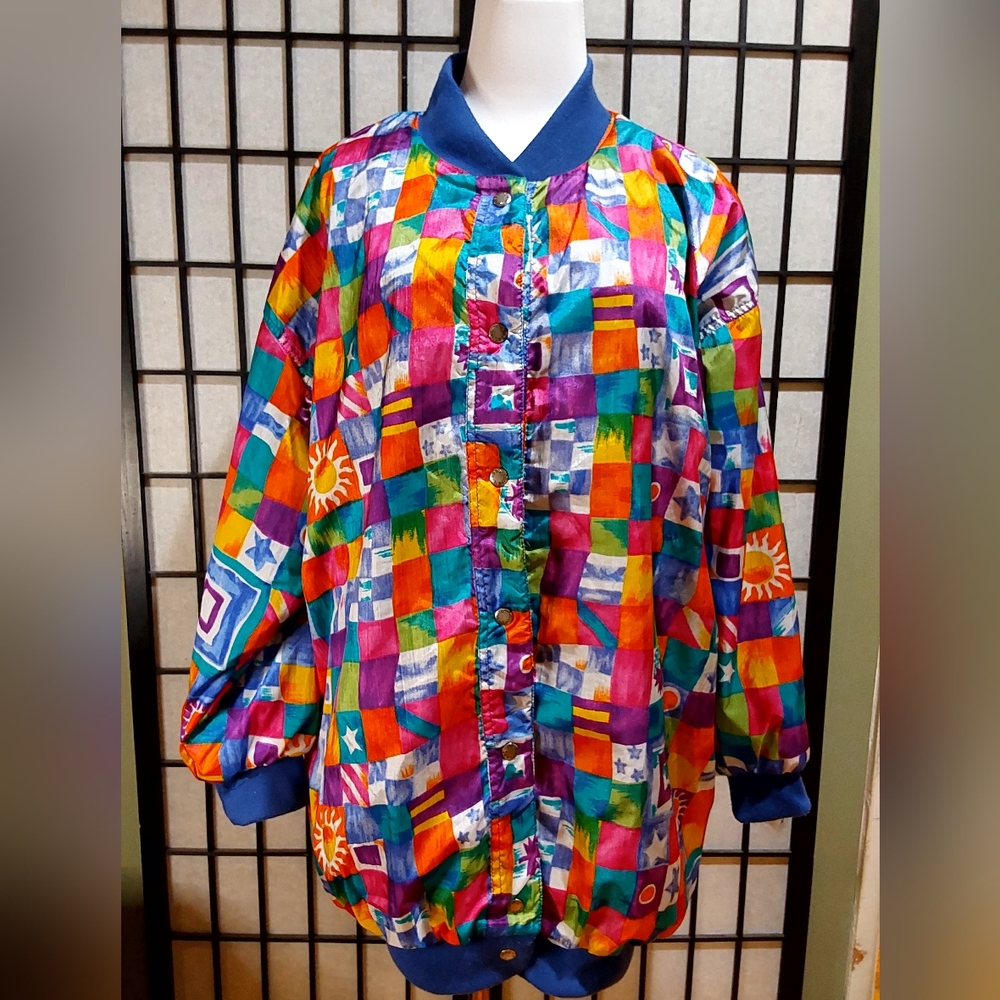 Vtg Be in the Current Seen Jacket Unisex OS Reversible Retro 80s Windbreaker
